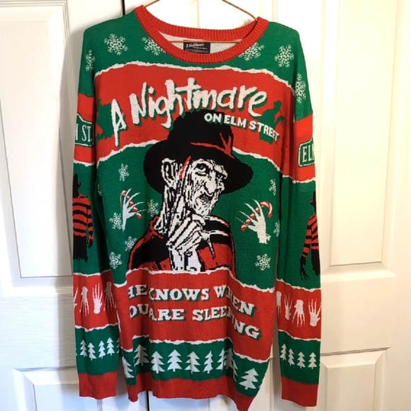 A Nightmare On Elm Street Freddy Krueger Ugly Christmas Sweater Large - Picture 1 of 8